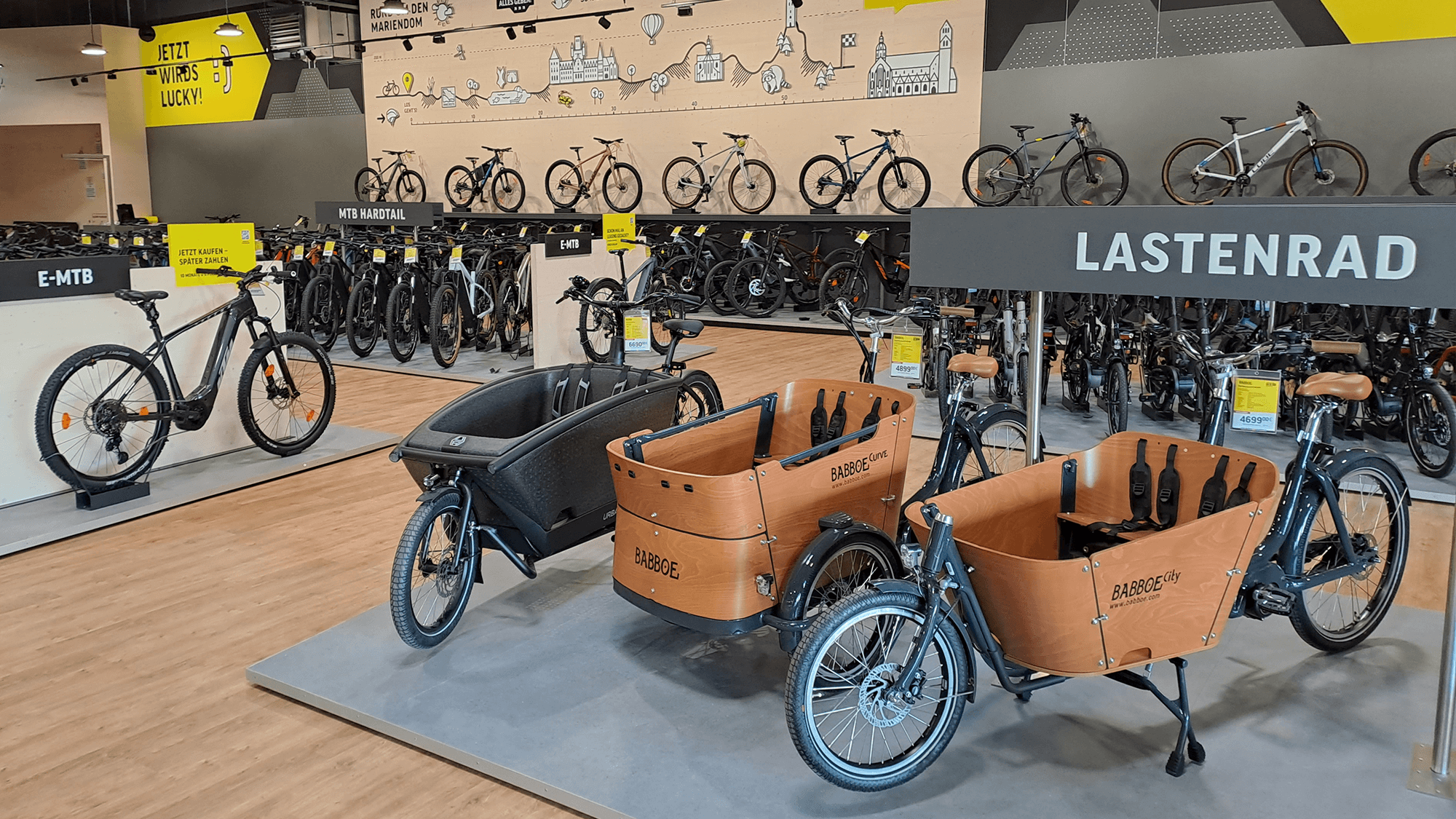 Lastenräder in der Lucky Bike Filiale Hildesheim