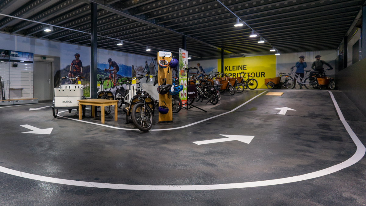 Teststrecke in der Lucky Bike Filiale Erfurt