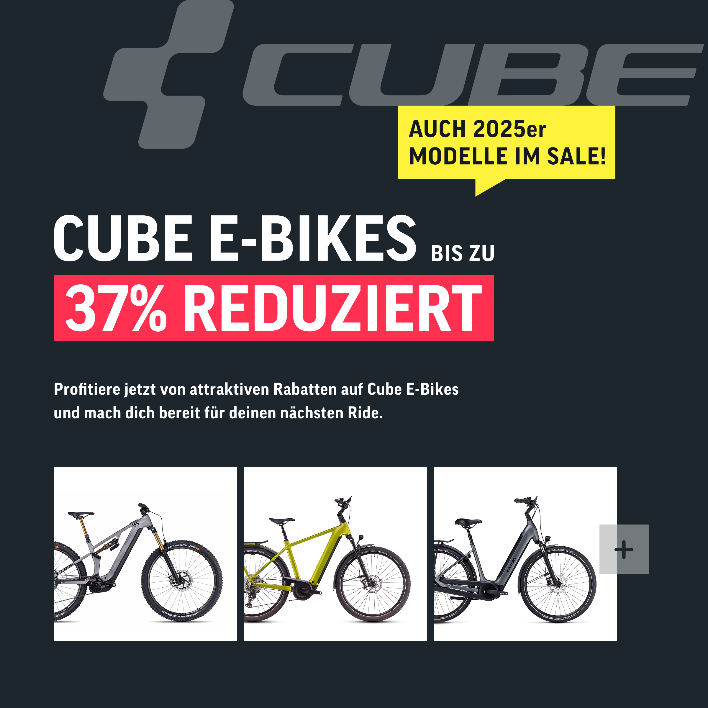 Cube E-Bikes bis zu 37% reduziert im Onlineshop und in den Filialen
