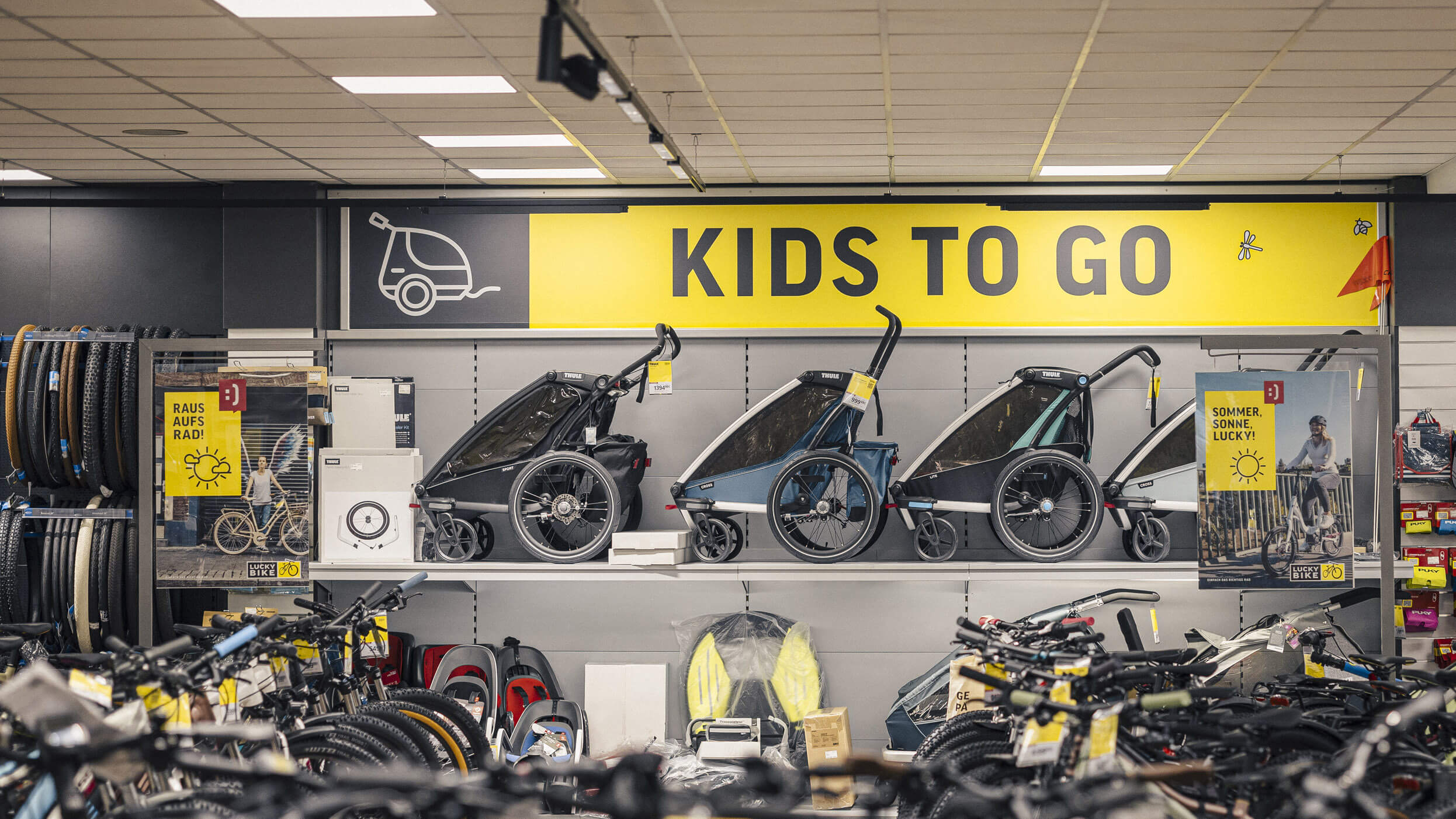 Kinderanhänger in der Lucky Bike Filiale Günzburg