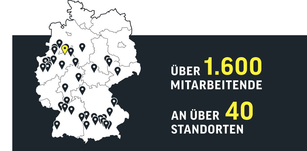 mehr als 1600 Mitarbeiter an über 40 Standorten