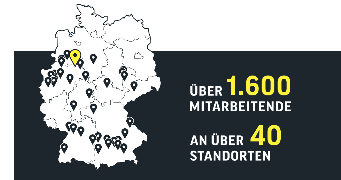 mehr als 1600 Mitarbeiter an über 40 Standorten