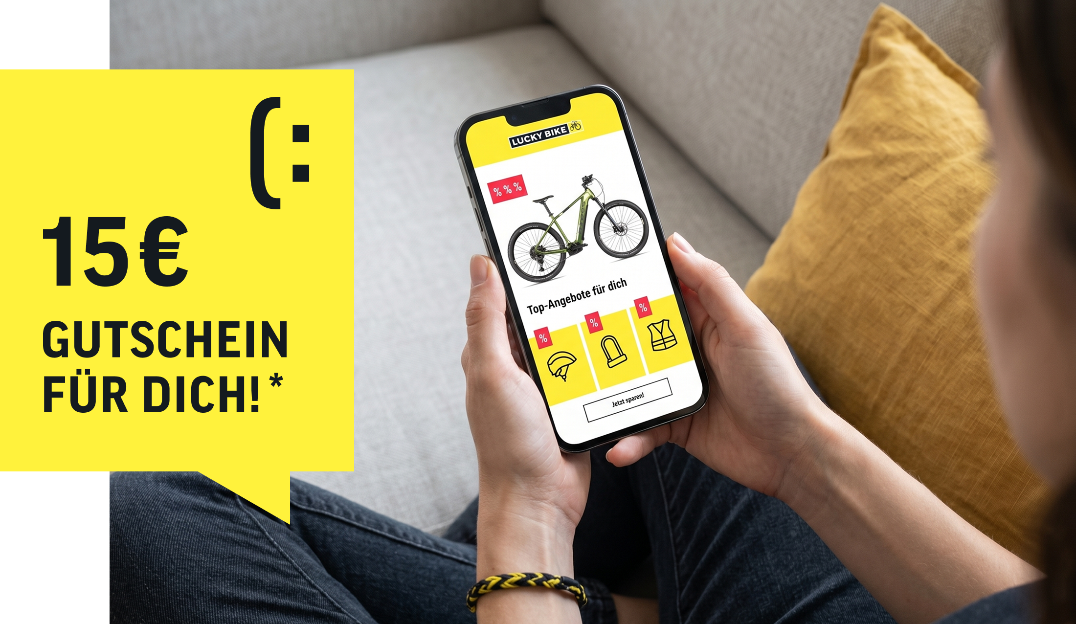 Erhalte Nachrichten über attraktive Angebote und sichere dir einen 15-Euro-Gutschein* als Begrüßungsgeschenk.
