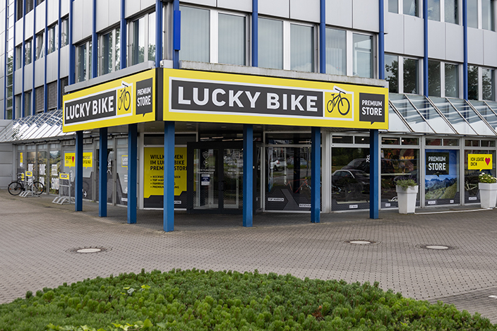 Außenansicht des Lucky Bike Premium Store in Bielefeld