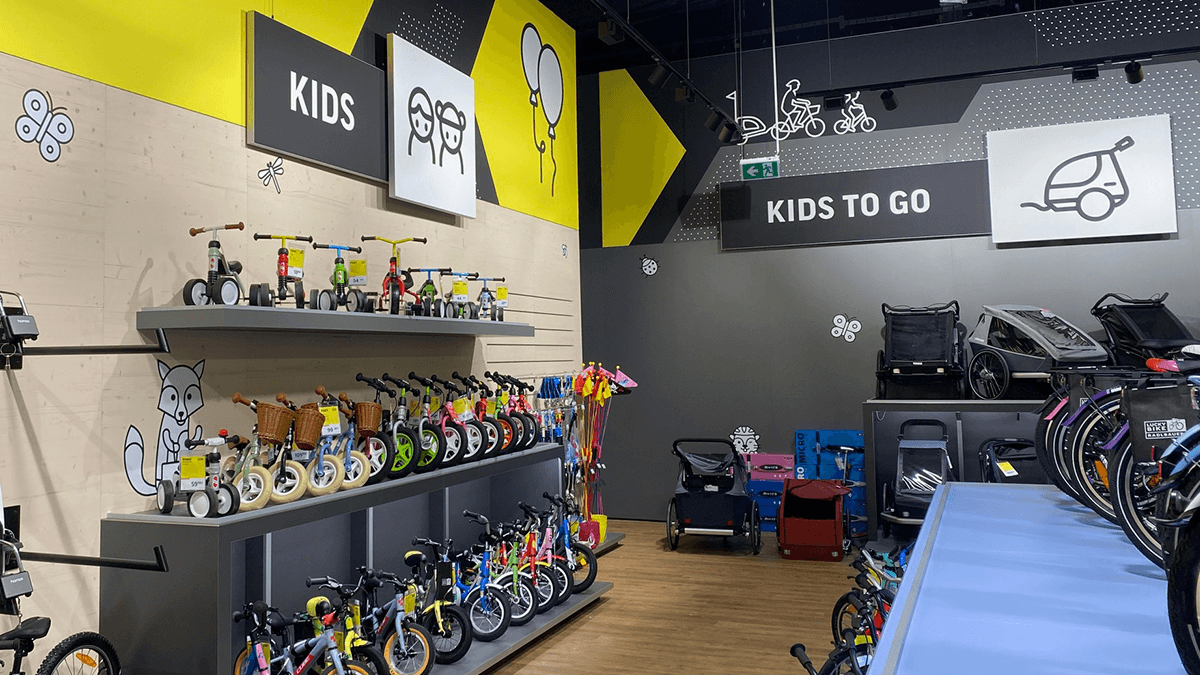 Kindersortiment in der Lucky Bike Filiale Hildesheim