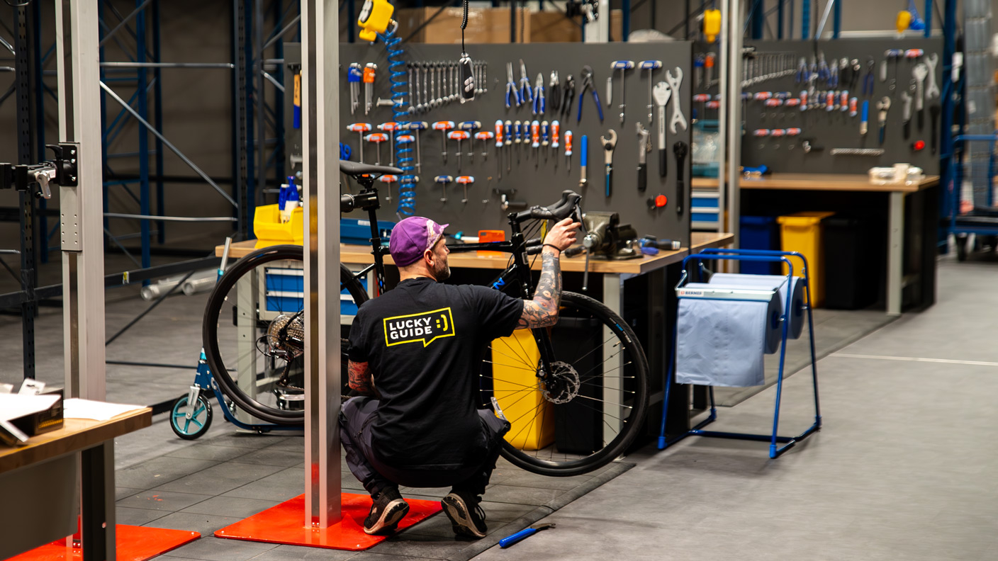 Werkstatt in der Lucky Bike Filiale Leipzig Alte Messe