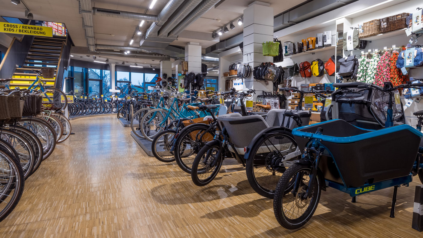 Lastenräder in der Lucky Bike Filiale Düsseldorf