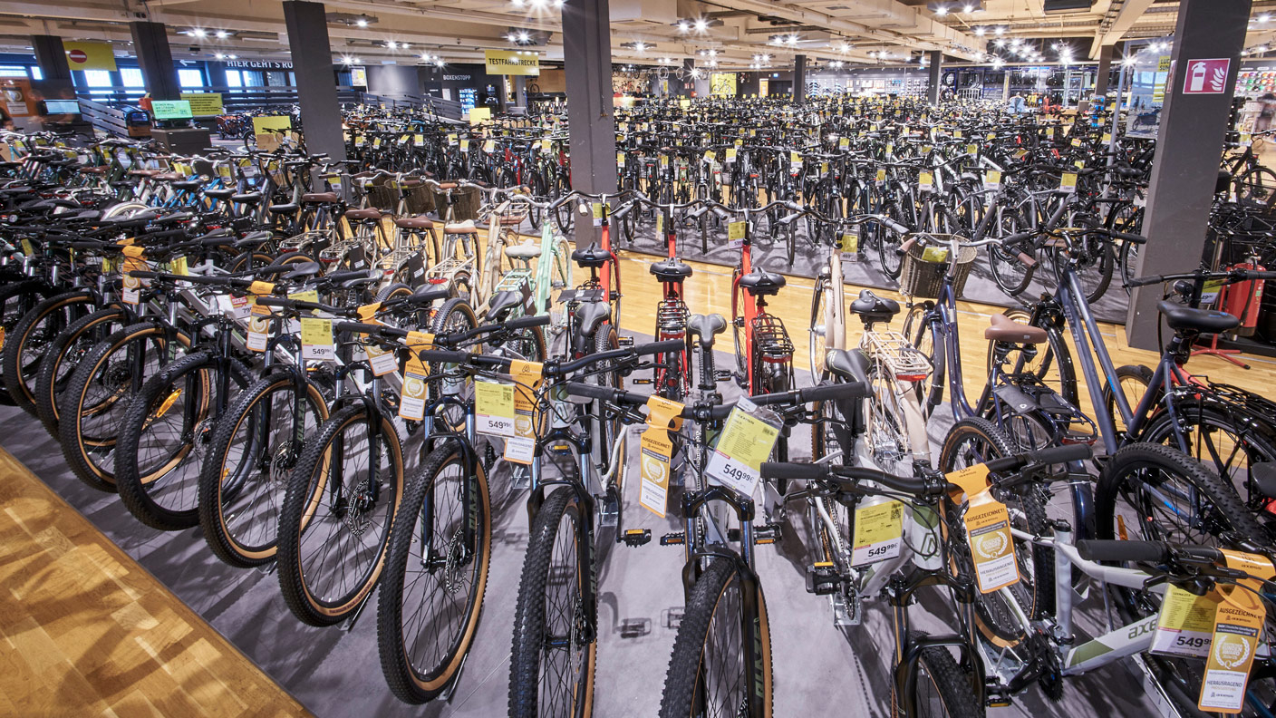 Fahrradsortiment in der Lucky Bike Filiale München West Pasing