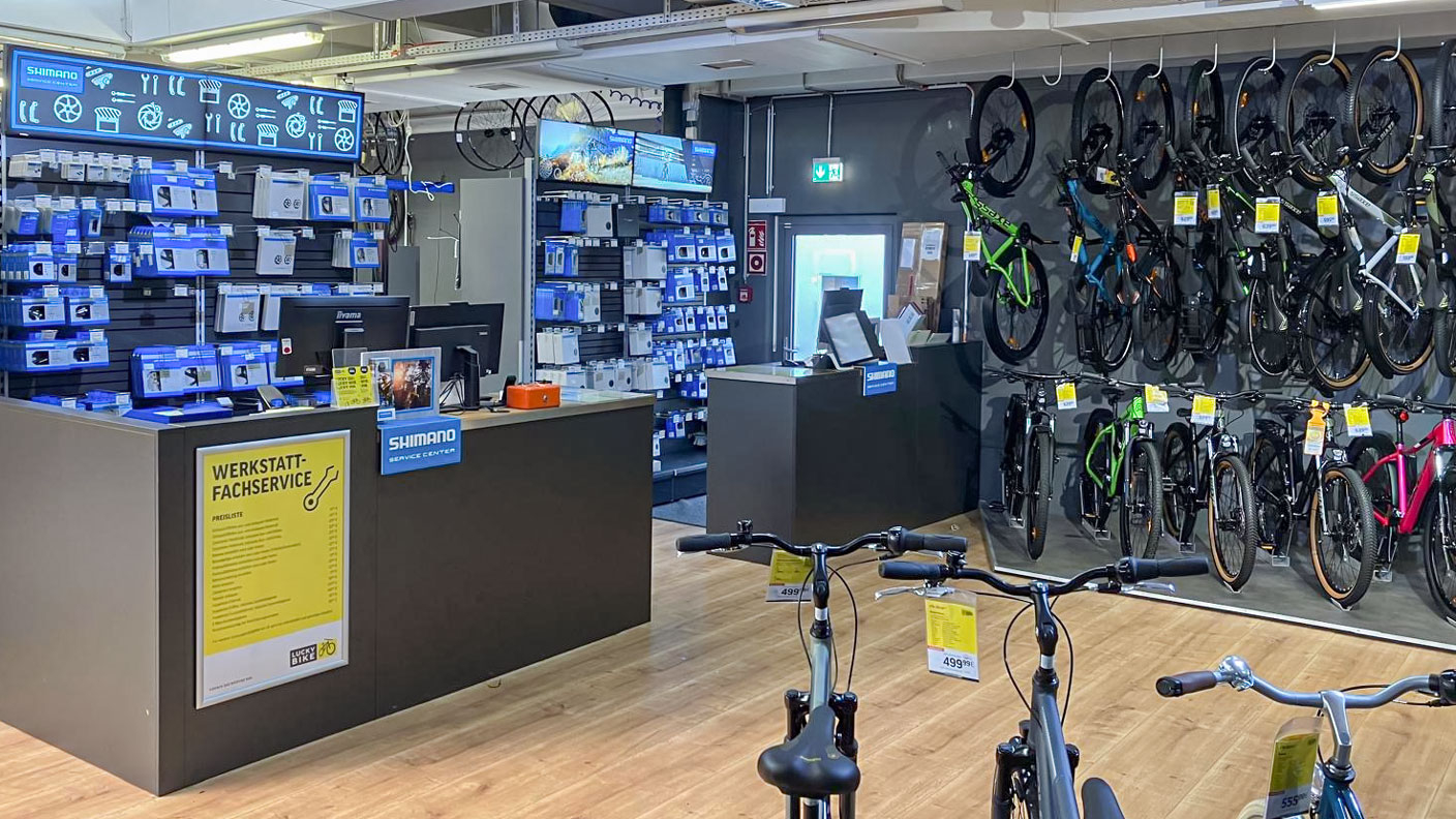 Werkstatt in der Lucky Bike Filiale Rosenheim