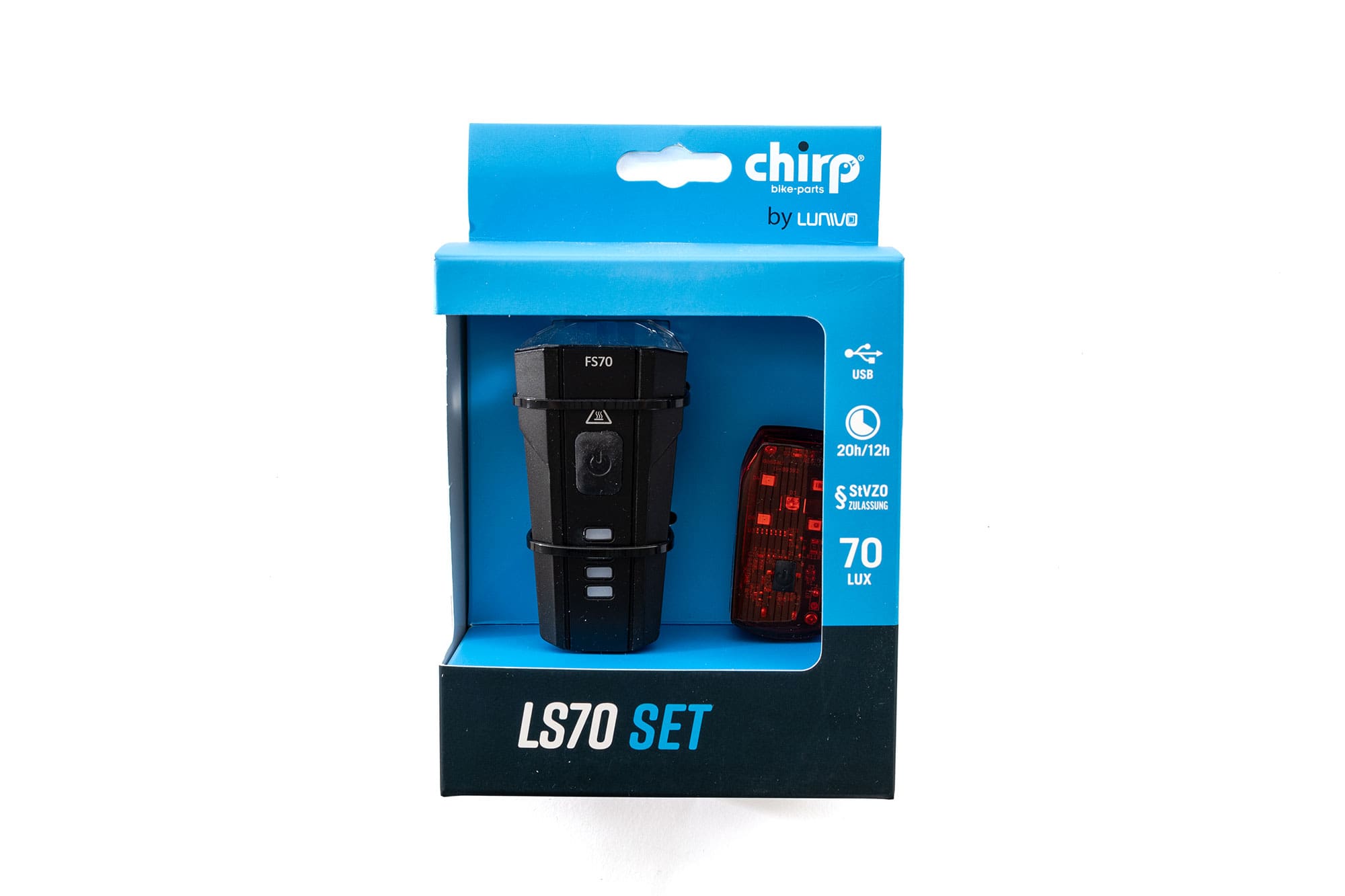 Chirp LS70 Lichtset mit Bremslicht 70 Lux schwarz