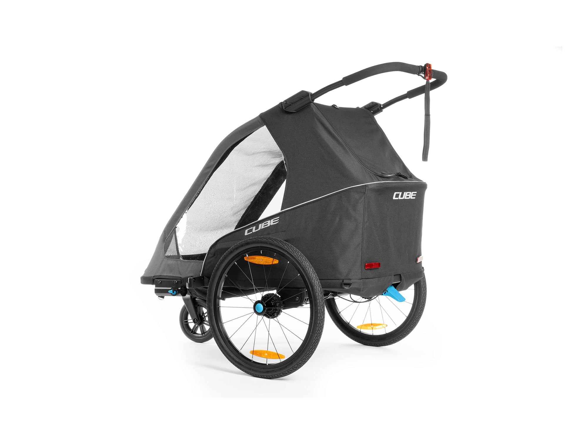 Cube Double Pure Kinderanhänger black grey