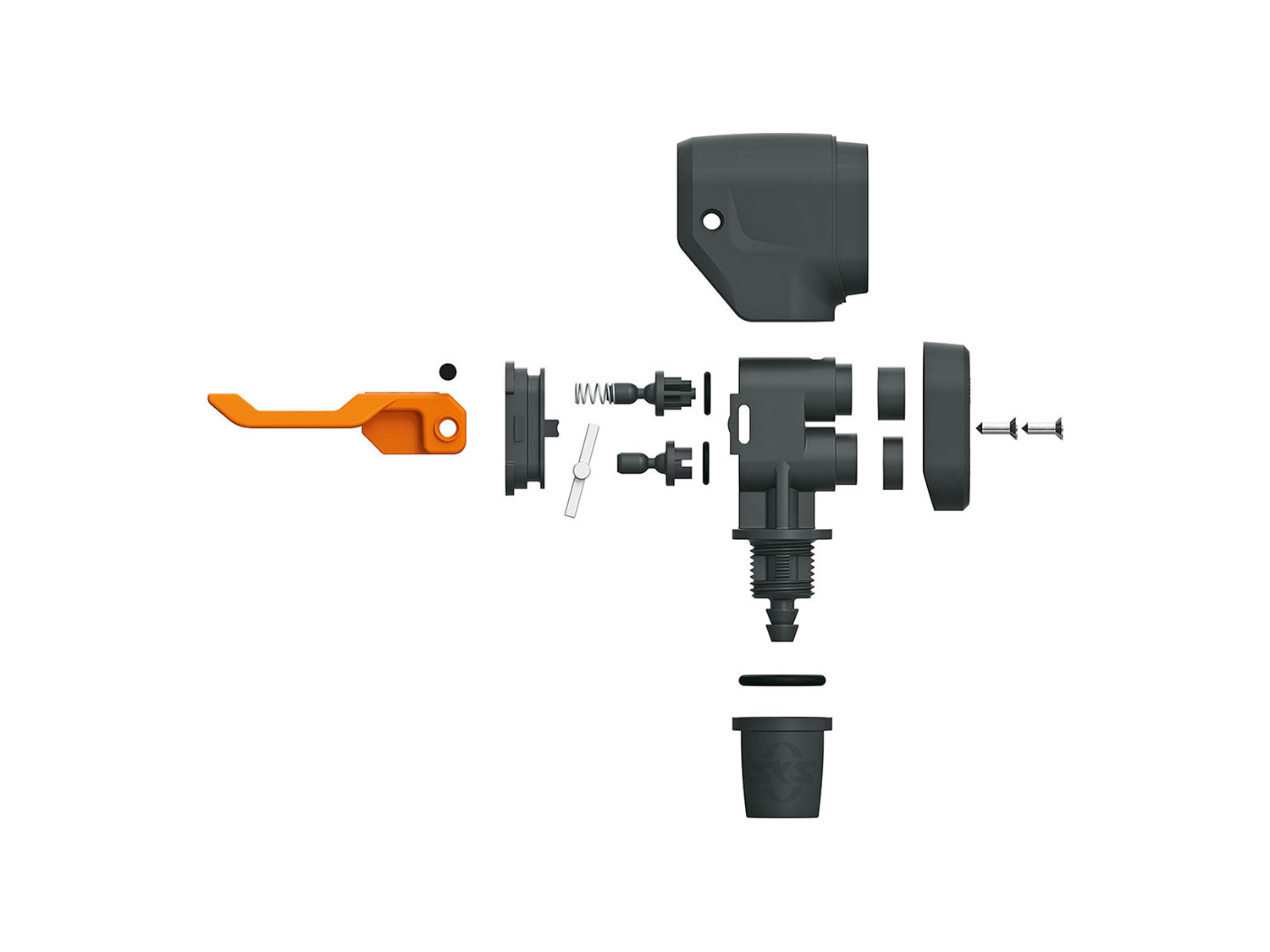 SKS MV EASY Multi Valve Pumpenkopf schwarz orange