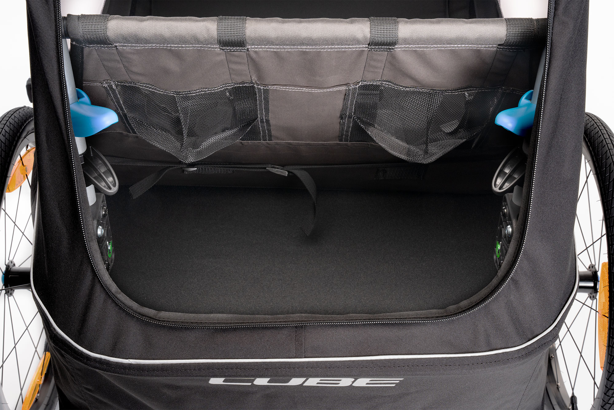 Cube Double Pure Kinderanhänger black grey